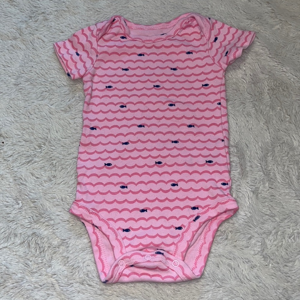 (3 for $10) PEKKLE pink printed bodysuit 6 month baby girl clothing